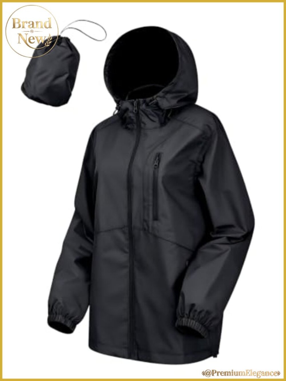 Women's Lightweight Hooded Rain Jacket Set with Storm Hood